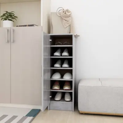 The Living Store Omarica za čevlje betonsko siva 32x35x92 cm iverna plošča - Omara Za Čevlje