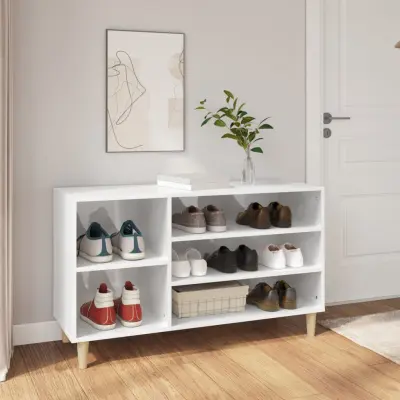 The Living Store Omarica za čevlje visok sijaj bela 102x36x60 cm inženirski les - Omarica Za Čevlje