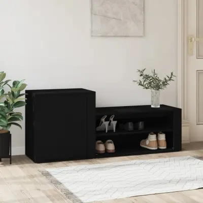 The Living Store Omarica za čevlje črna 130x35x54 cm inženirski les - Omarica Za Čevlje