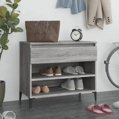 The Living Store Omarica za čevlje siva sonoma 70x36x60 cm inženirski les - Omarica Za Čevlje