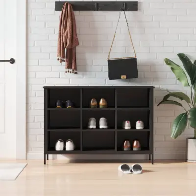 The Living Store Omarica za čevlje črna 100x35x70 cm inženirski les - Omarica Za Čevlje