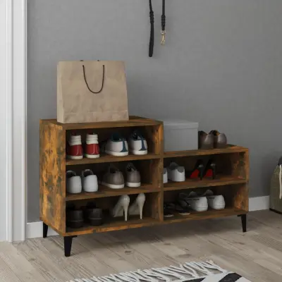 The Living Store Omarica za čevlje dimljeni hrast 102x36x60 cm inženirski les - Omarica Za Čevlje