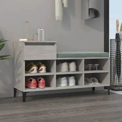 The Living Store Omarica za čevlje betonsko siva 102x36x60 cm inženirski les - Omarica Za Čevlje