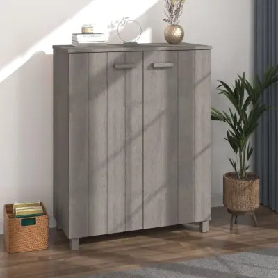 The Living Store Omara za čevlje HAMAR svetlo siva 85x40x108 cm trdna borovina - Omara Za Čevlje