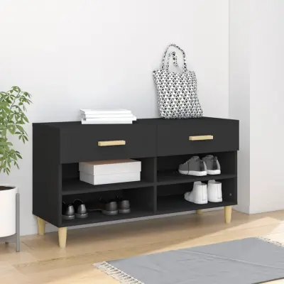 The Living Store Omarica za čevlje črna 102x35x55 cm inženirski les - Omarica Za Čevlje