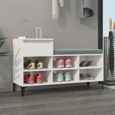 The Living Store Omarica za čevlje visok sijaj bela 102x36x60 cm inženirski les - Omarica Za Čevlje