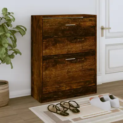 The Living Store Omarica za čevlje dimljeni hrast 63x24x81 cm inženirski les - Omarica Za Čevlje