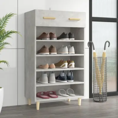 The Living Store Omarica za čevlje betonsko siva 60x35x105 cm konstruiran les - Omarica Za Za Čevlje
