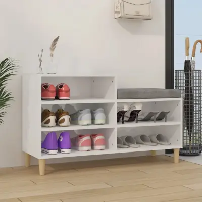 The Living Store Omarica za čevlje visok sijaj bela 102x36x60 cm inženirski les - Omarica Za Čevlje