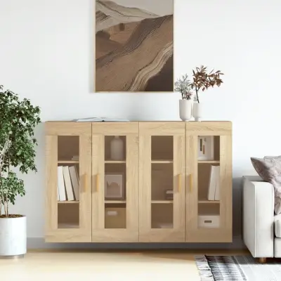 The Living Store Stenska omarica 2 kosa sonoma hrast inženirski les - Stenska Omarica