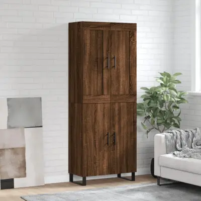 The Living Store Visoka komoda rjav hrast 69,5x34x180 cm inženirski les - Visoka Omarica
