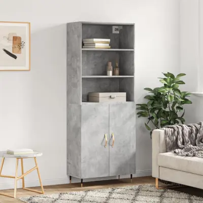 The Living Store Visoka komoda betonsko siva 69,5x34x180 cm inženirski les - Visoka Omara