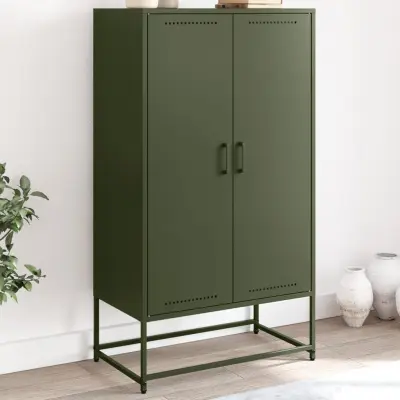 The Living Store Visoka omara olivno zelena 68,5x38,5x123,5 cm jeklo - Visoka Omara