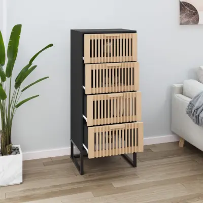 The Living Store Visoka omara črna 40x30x95 cm inženirski les - Visoka Omarica