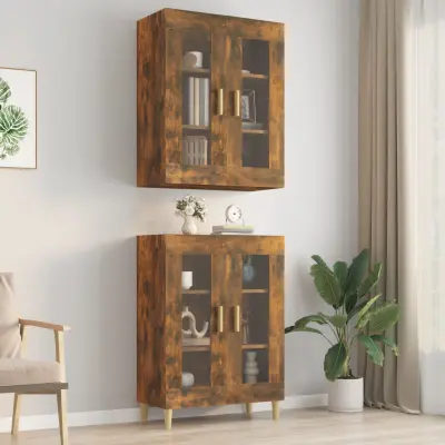 The Living Store Viseča stenska omarica dimljeni hrast 69,5x34x90 cm - Viseča Stenska Omarica