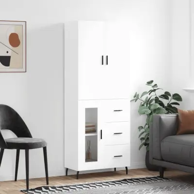 The Living Store Visoka omara bela 69,5x34x180 cm inženirski les - Visoka Omara