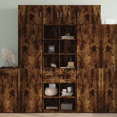 The Living Store Visoka omara dimljen 70x42,5x185 cm hrast inženirski les - Visoka Omarica