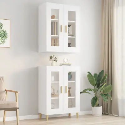 The Living Store Viseča stenska omarica bela 69,5x34x90 cm - Viseča Stenska Omarica
