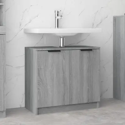 The Living Store Kopalniška omarica siva sonoma 64,5x33,5x59 cm konstruiran les - Kopalniška Omarica