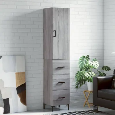 The Living Store Visoka omara siva sonoma 34,5x34x180 cm inženirski les - Visoka Omarica