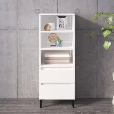 The Living Store Visoka omara visok sijaj bela 40x36x110 cm inženirski les - Visoka Omarica
