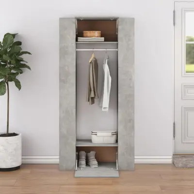 The Living Store Regal za predsobo 2 kosa betonsko siv inženirski les - Omarica Za Predsobo