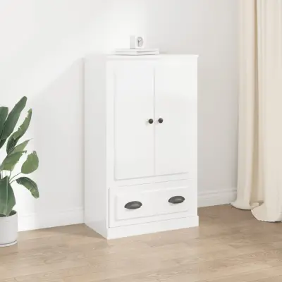 The Living Store Visoka omara visok sijaj bela 60x35,5x103,5 cm inženirski les - Visoka Omarica