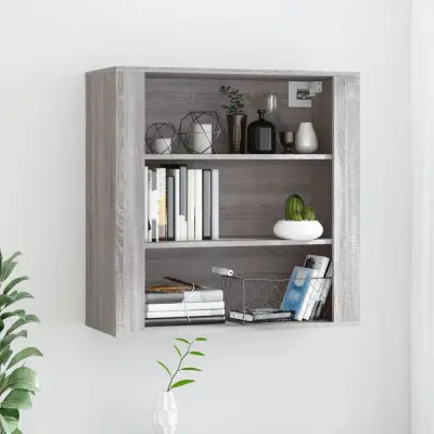 The Living Store Stenska omarica siva sonoma 80x33x80 cm inženirski les - Stenska Omarica
