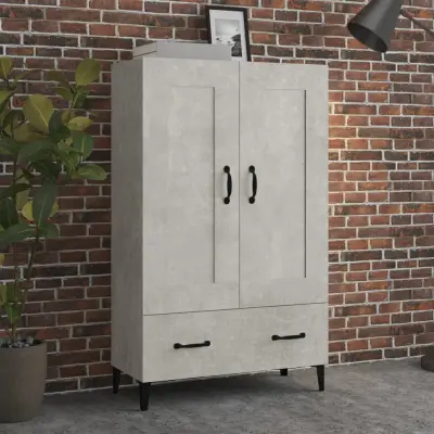 The Living Store Visoka omarica betonsko siva 70x31x115 cm konstruiran les - Visoka Omarica
