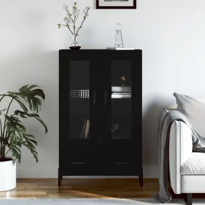 The Living Store Visoka omara črna 69,5x31x115 cm inženirski les - Visoka Omarica