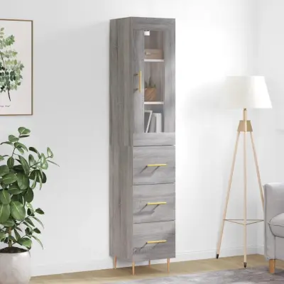 The Living Store Visoka omara siva sonoma 34,5x34x180 cm inženirski les - Visoka Omara