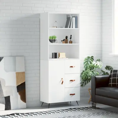 The Living Store Visoka omara bela 69,5x34x180 cm inženirski les - Visoka Omarica