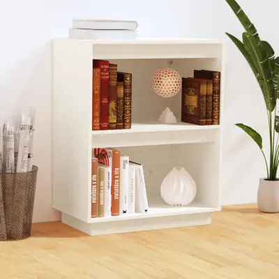 The Living Store Konzolna omarica bela 60x34x75 cm trdna borovina - Konzolna Omarica