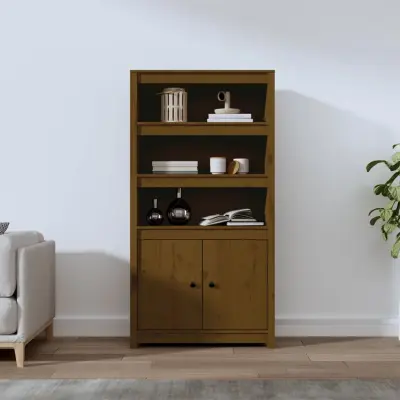 The Living Store Visoka omara medeno rjava 80x35x154 cm trdna borovina - Visoka Omara
