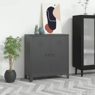 The Living Store Industrijska omara antracit 90x40x100 cm jeklo - Skrinja Za Shranjevanje