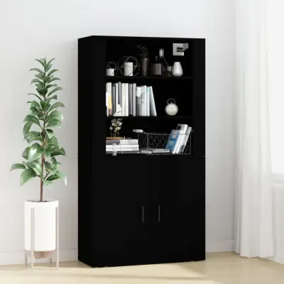 The Living Store Visoka omara črna inženirski les - Visoka Omara