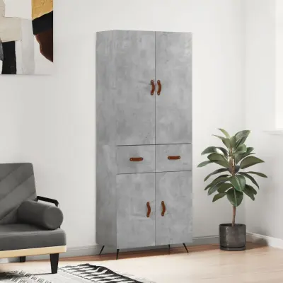 The Living Store Visoka komoda betonsko siva 69,5x34x180 cm inženirski les - Visoka Omara