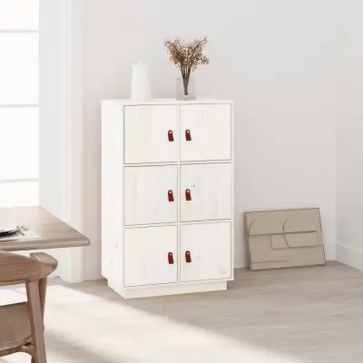 The Living Store Visoka omara bela 67x40x108,5 cm trdna borovina - Visoka Omara