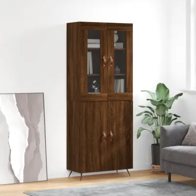 The Living Store Visoka komoda rjav hrast 69,5x34x180 cm inženirski les - Visoka Omara