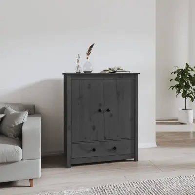 The Living Store Visoka omarica siva 83x41,5x100 cm trdna borovina - Visoka Omarica