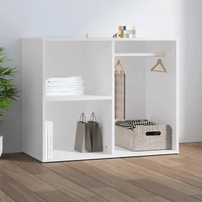 The Living Store Garderobna omarica bela 80x40x65 cm konstruiran les - Garderobna Omarica