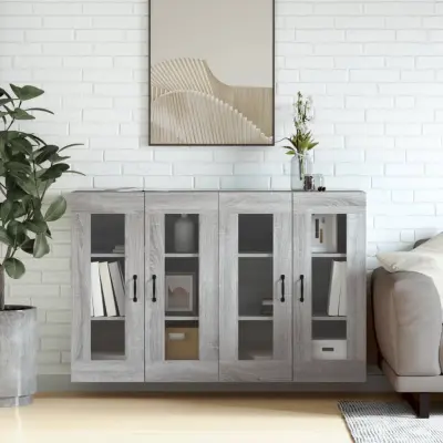 The Living Store Stenska omarica 2 kosa siva sonoma inženirski les - Stenska Omarica
