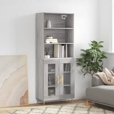 The Living Store Visoka komoda siva sonoma 69,5x34x180 cm inženirski les - Visoka Omara