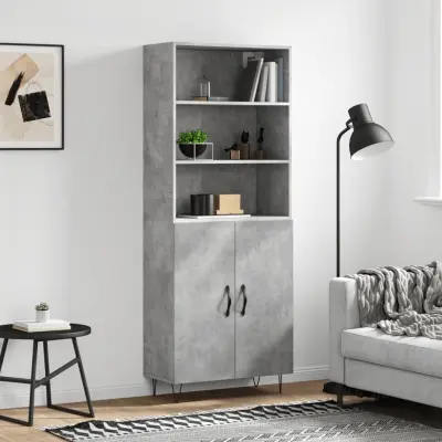 The Living Store Visoka komoda betonsko siva 69,5x34x180 cm inženirski les - Visoka Omara