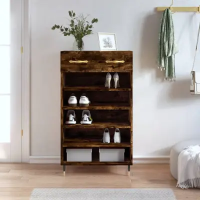 The Living Store Omarica za čevlje dimljeni hrast 60x35x105 cm inženirski les - Omarica Za Čevlje