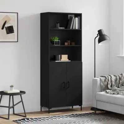 The Living Store Visoka komoda črna 69,5x34x180 cm inženirski les - Visoka Omara