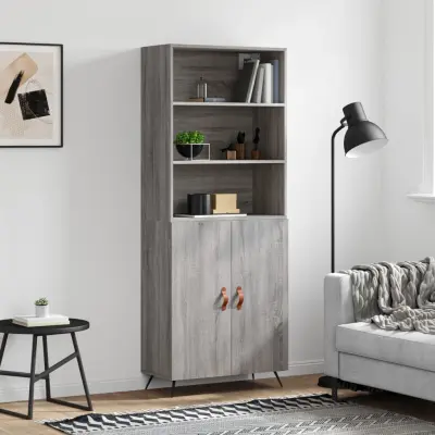 The Living Store Visoka komoda siva sonoma 69,5x34x180 cm inženirski les - Visoka Omara