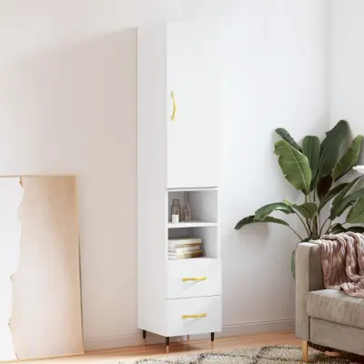 The Living Store Visoka omara bela 34,5x34x180 cm inženirski les - Visoka Omarica