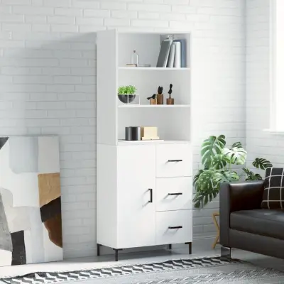 The Living Store Visoka omara bela 69,5x34x180 cm inženirski les - Visoka Omarica