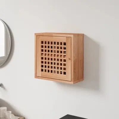 The Living Store Stenska omarica 42x18x42 cm trdna orehovina - Stenska Omarica